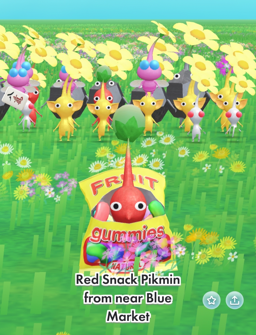 a pikmin in a fruit gummy costume